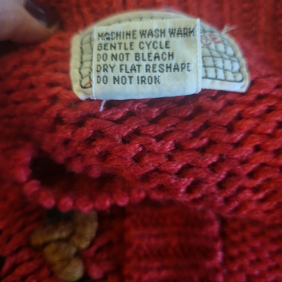 VINTAGE WESTERN FRINGE BOHO RED LONG CARDIGAN - Picture 9 of 10